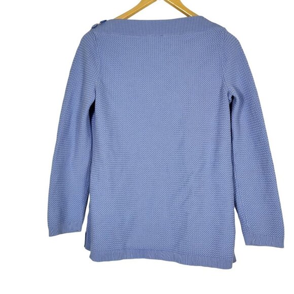 Talbots Women's Basket Weave Nautical Anchor Buttons Boat Neck Sweater Size M - Picture 6 of 14